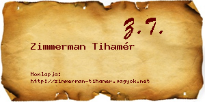 Zimmerman Tihamér névjegykártya